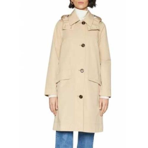 Beige Trenchcoat met Afneembare Capuchon Barbour , Beige , Dames