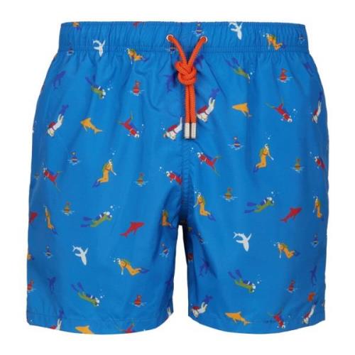 Lichtblauwe zwemshorts met duikmotief Gallo , Multicolor , Heren