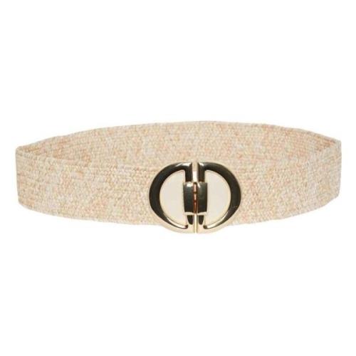 Straw Waist Belt Pieces , Beige , Dames