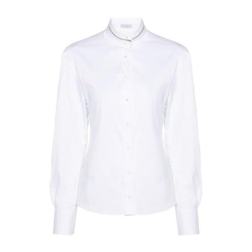 Witte Poplin Shirt Monili Ketting Detail Brunello Cucinelli , White , ...