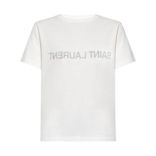 T-shirt met logo Saint Laurent , White , Dames