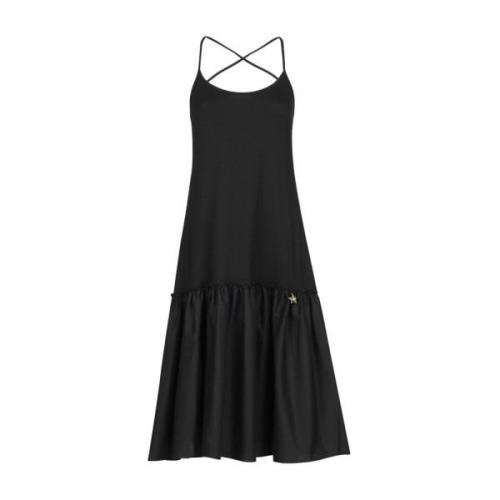 Zwarte Gekruiste Strepen Midi Jurk Liu Jo , Black , Dames