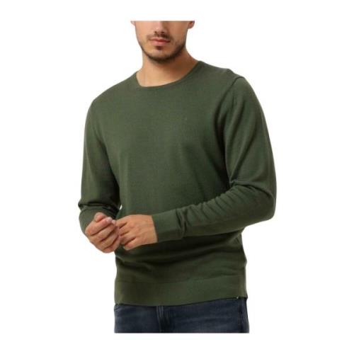 Merino Crew Neck Sweater in Donkergroen Calvin Klein , Green , Heren