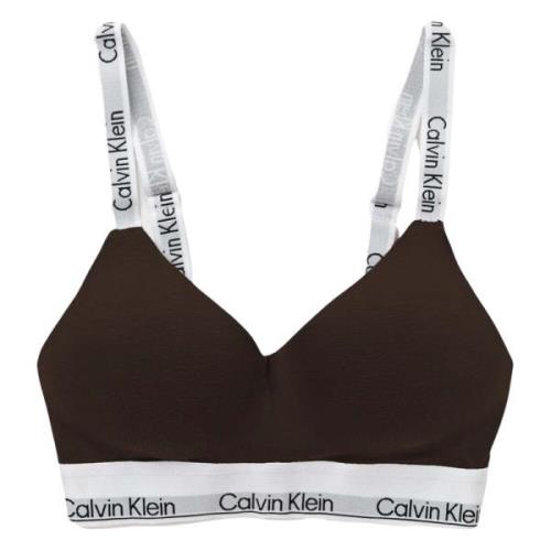 Synthetische Stof Licht Gevoerde Bralette Calvin Klein , Brown , Dames