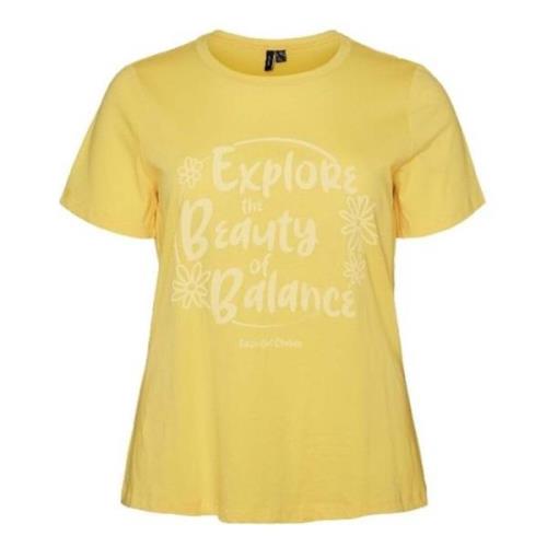 Gele T-shirt Vero Moda , Yellow , Dames