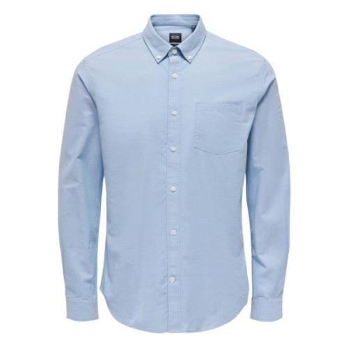 Slim Shirt Shirt Only & Sons , Blue , Heren