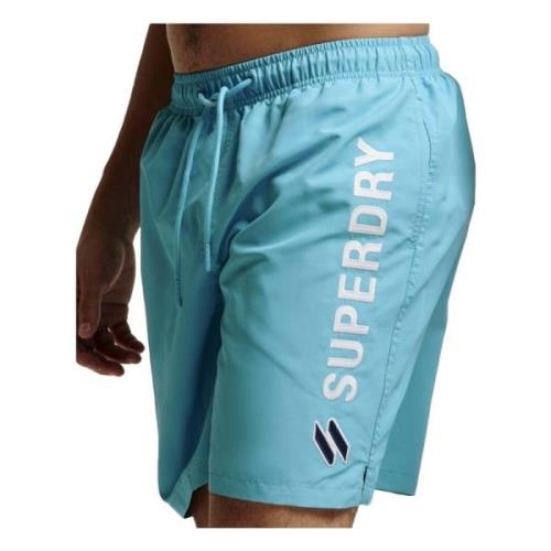 Code Applque 19Inch Swim Short Swimsuit Superdry , Blue , Heren