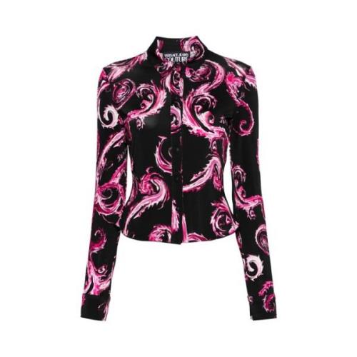 Couture Print Shirt Zwart Roze Versace Jeans Couture , Multicolor , Da...