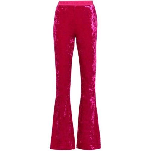 Hot Pink Velvet Flared Broek Versace Jeans Couture , Pink , Dames