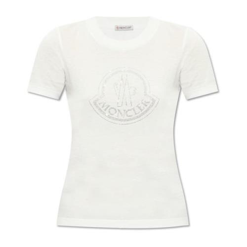 T-shirt met logo Moncler , White , Dames