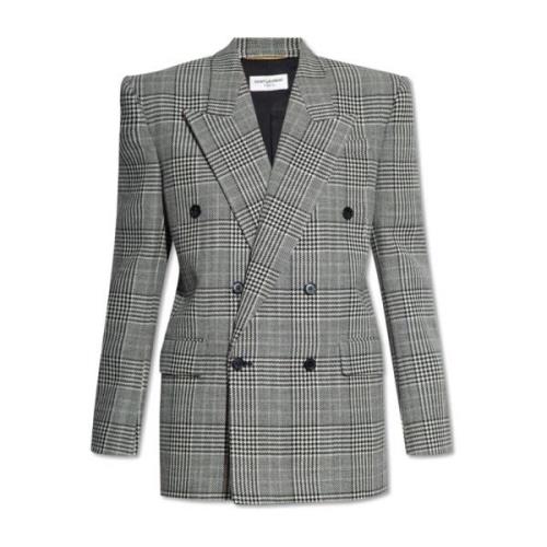 Geruite blazer Saint Laurent , Gray , Dames