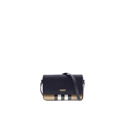 Compact House Check Tas Zwart Burberry , Black , Dames