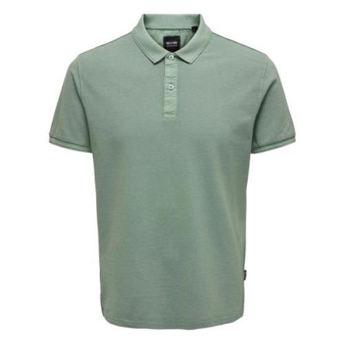 Slim Fit Short Sleeve Polo Only & Sons , Green , Heren