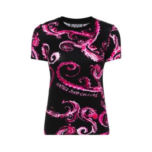 Chromo Couture T-shirt Zwart Fuchsia Print Versace Jeans Couture , Mul...