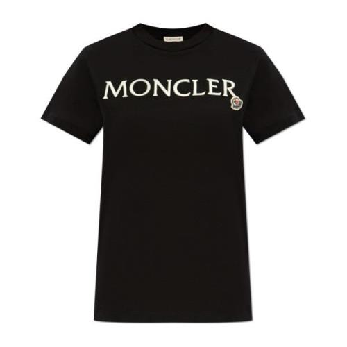 T-shirt met logo Moncler , Black , Dames