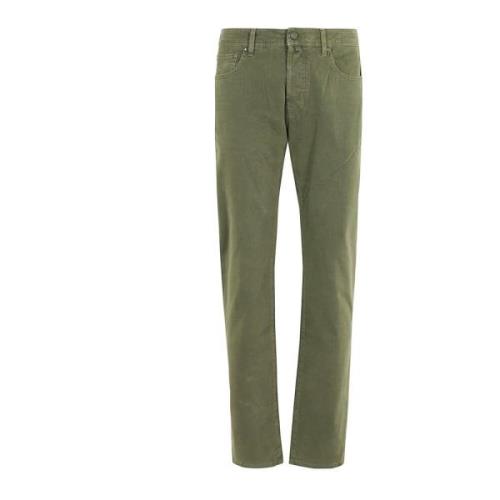 Stretch Gabardine Broek Jacob Cohën , Green , Heren