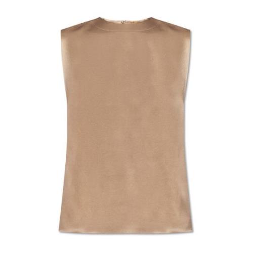 Zijden mouwloze top Saint Laurent , Beige , Dames