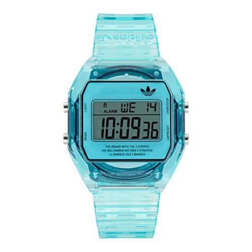 Digital Two Crystal Blauw Hars Horloge Adidas , Blue , Unisex