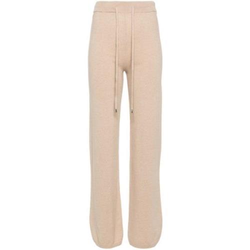 Kettingdetail Wollen Gebreide Broek Peserico , Beige , Dames