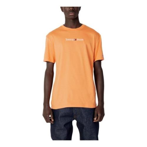 Stijlvol Oranje Print T-shirt Tommy Jeans , Orange , Heren