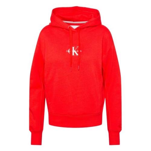 Monogram Logo Hoodie Calvin Klein Jeans , Red , Dames