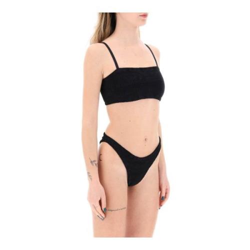 Gekreukeld Stretch Tweedelig Bikini Set Hunza G , Black , Dames