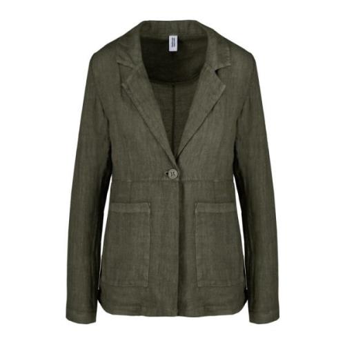 Linnen Blazer Vrouwen Elegant Stijlvol BomBoogie , Green , Dames