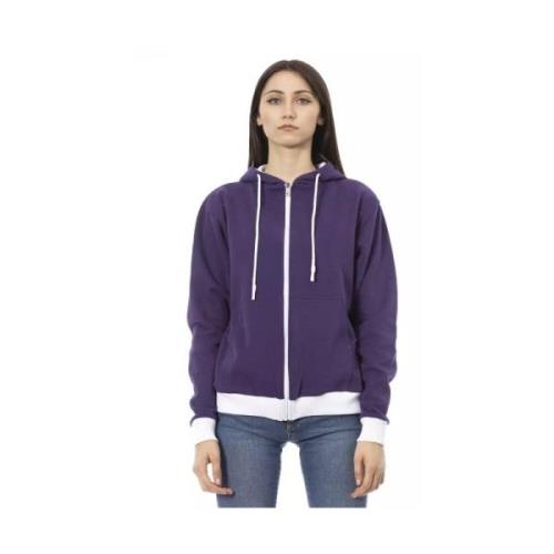 Paarse Katoenen Hoodie Trendy Stijl Baldinini , Purple , Dames