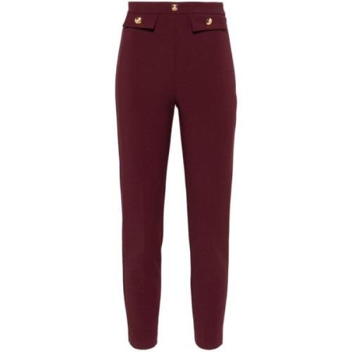 Rode Crepe Broek met Logodetail Elisabetta Franchi , Red , Dames