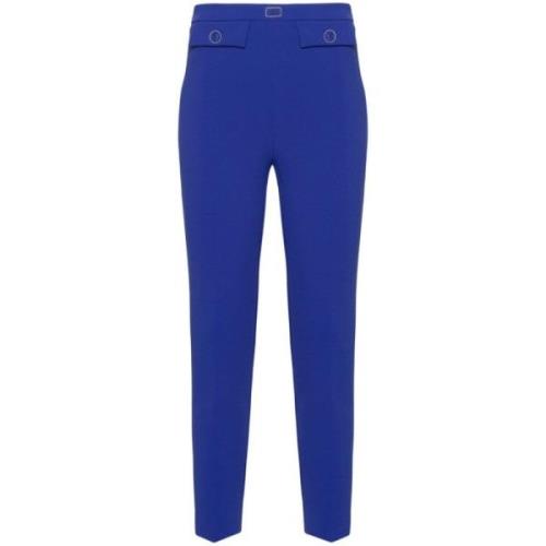 Stretch Crêpe Straight Broek Elisabetta Franchi , Blue , Dames