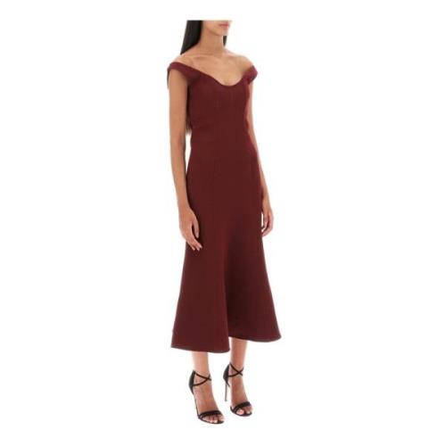 Wol Zijde Off-Shoulder Midi Jurk Roland Mouret , Purple , Dames