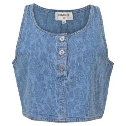 Pre-owned Cotton tops Chanel Vintage , Blue , Dames