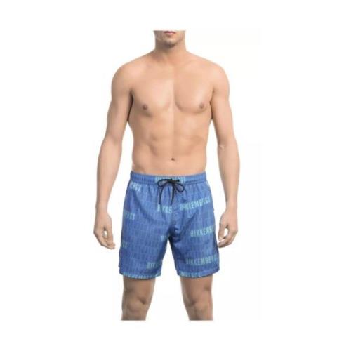 Blauwe All-over Print Zwemshorts Bikkembergs , Blue , Dames