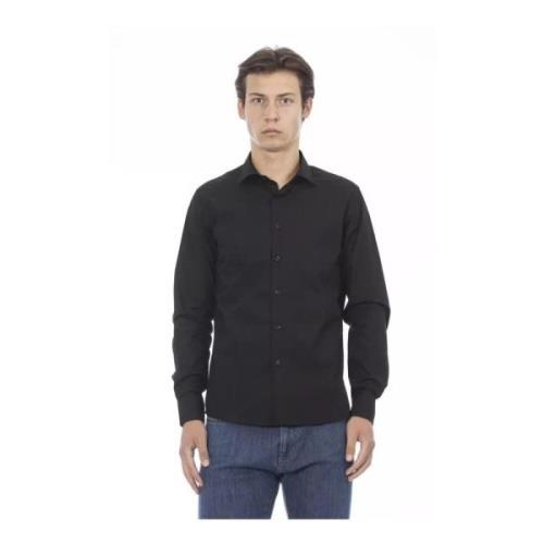 Slim Fit Katoenen Overhemd Met Knopen Baldinini , Black , Heren