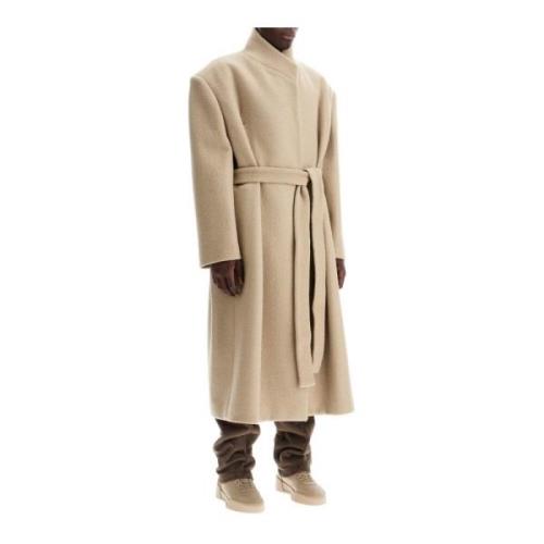 Minimalistische Wollen Jas met Hoge Kraag Fear Of God , Beige , Heren