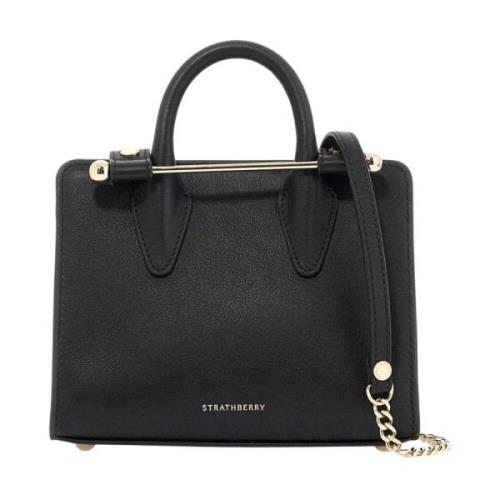 Nano Tote Tas met Metalen Staaf Strathberry , Black , Dames