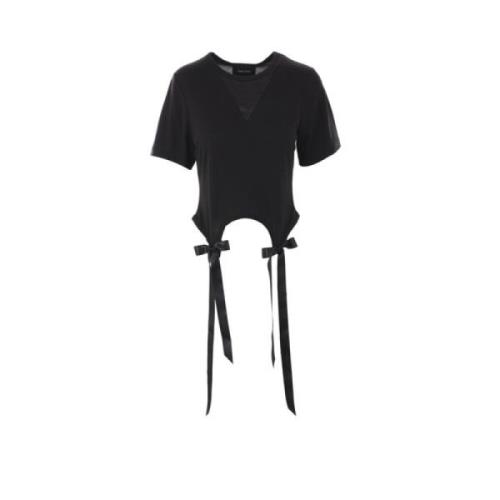 Zwarte Cropped T-shirt met Asymmetrische Zoom Simone Rocha , Black , D...