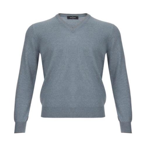 Cashmere V-Neck Sweater Gran Sasso , Gray , Heren