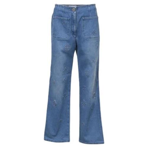 Pre-owned Cotton jeans Chanel Vintage , Blue , Dames