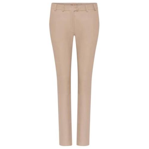 Stretch Leren Broek 54001 Genny Gustav , Beige , Dames