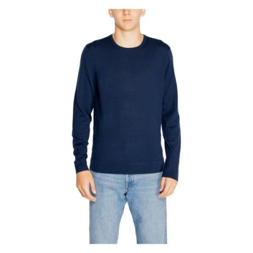 Gerecyclede Wol Crew Neck Sweater Calvin Klein , Blue , Heren