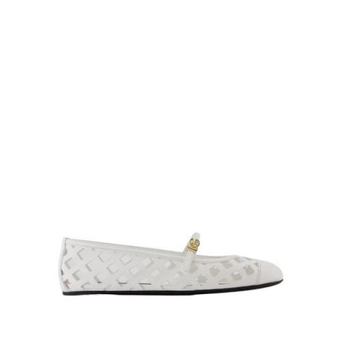 Witte Leren Ballerina's Ronde Neus Dolce & Gabbana , White , Dames