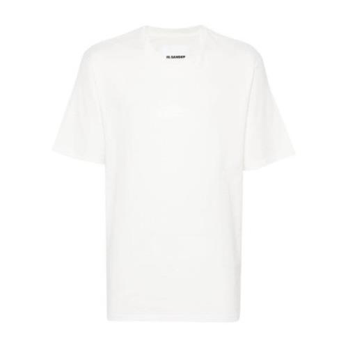 Witte Katoenen T-shirt met Logo Print Jil Sander , White , Heren