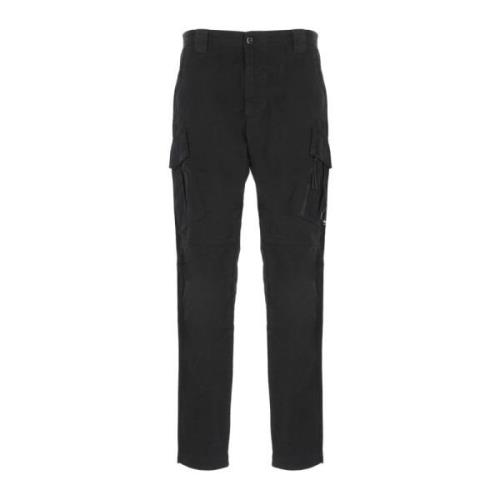 Zwarte Katoenen Tapered Broek met Contrasterend Logo Patch C.p. Compan...