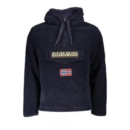 Blauwe Hoodie met Ritssluiting Napapijri , Blue , Heren