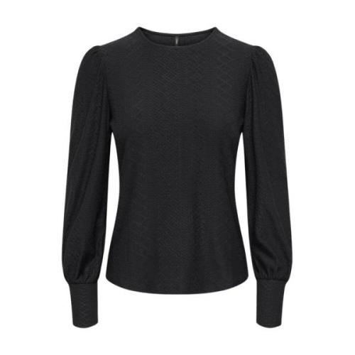 Puff Top Lange Mouw Only , Black , Dames