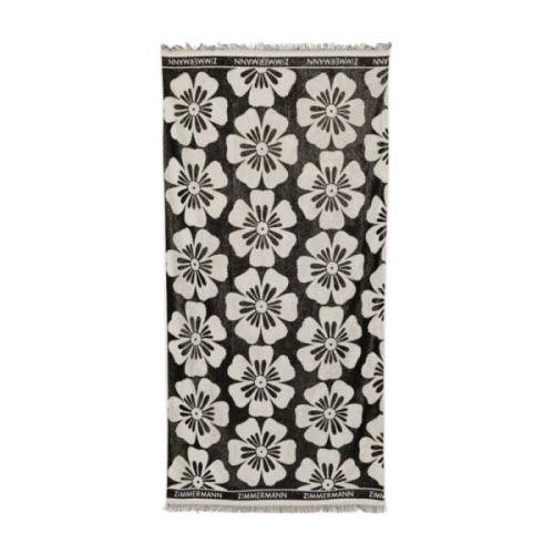 Zwart Bloemen Jacquard Franje Handdoek Zimmermann , Black , Dames