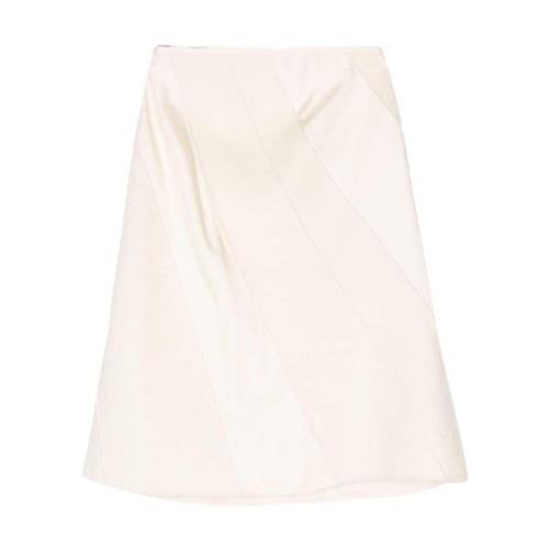 Witte A-Lijn Rok Satijnen Afwerking Jil Sander , Beige , Dames