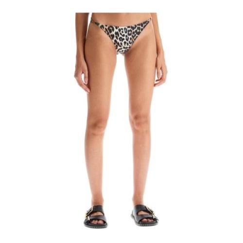 Leopard Print Bikini Briefs Ganni , Beige , Dames