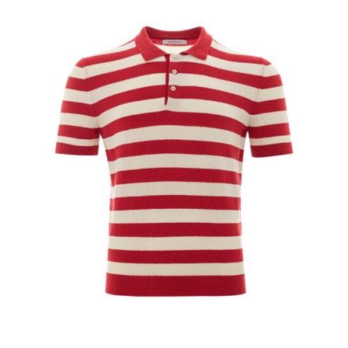 Gestreept Handdoek Effect Polo Shirt Gran Sasso , Red , Heren